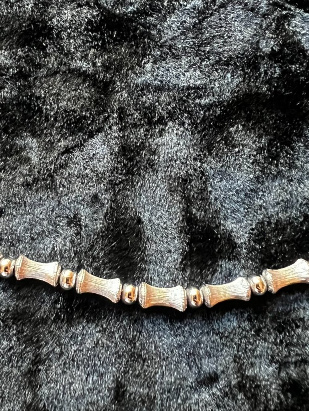 Vintage Monet Silver Tone Bamboo Link Necklace 26” Mid Century Modern